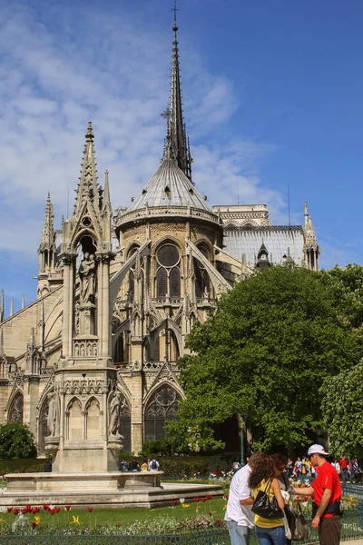 2008 Paryż Francja Zewnętrzny Notre Dame Tle Niebo Chmury Podróżować — Zdjęcie stockowe