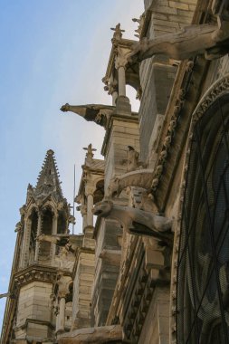 Gargoyles olarak katedral rainspouts. Mimari Paris.