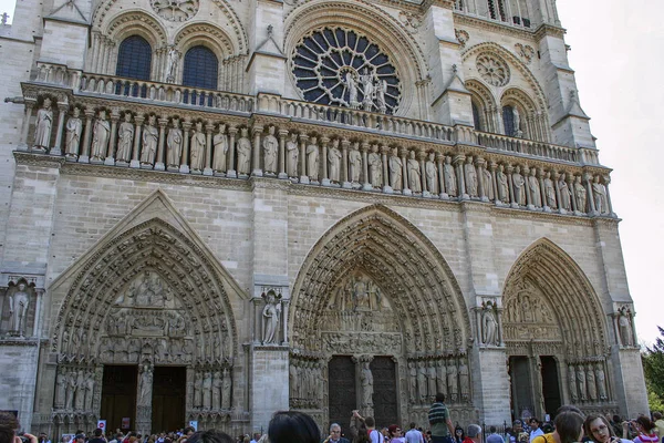 2008 Paryż Francja Jednym Fasady Katedry Notre Dame Paris Podróż — Zdjęcie stockowe