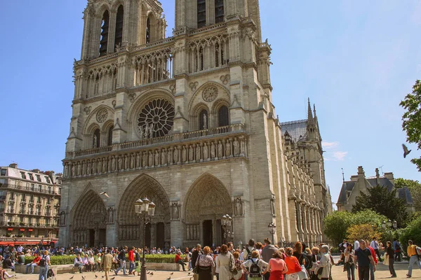 2008 Paryż Francja Jednym Fasady Katedry Notre Dame Paris Podróż — Zdjęcie stockowe