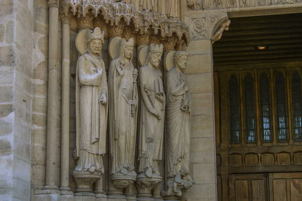 Svatí Portálu Průčelí Katedrály Notre Dame Architektura Památky Paříže — Stock fotografie