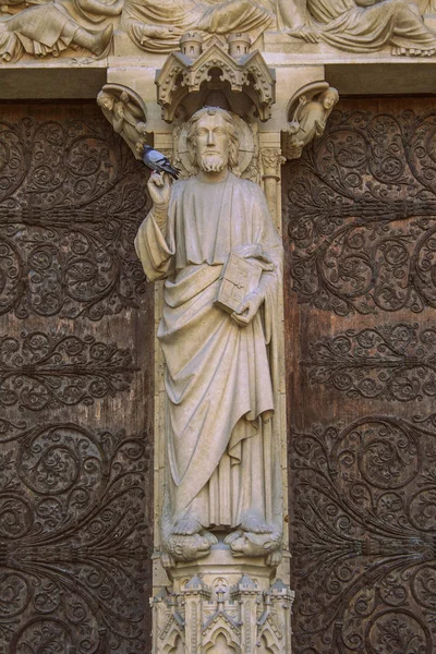 Heiligen Portaal Van Notre Dame Gevel Het Platform Bezienswaardigheden Van — Stockfoto