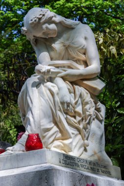 05.04.2008, Paris, Fransa. Paris gezileri. Eski Paris yürüyüş. Ünlüleri Pere Lachaise Mezarlığı Türbesi.