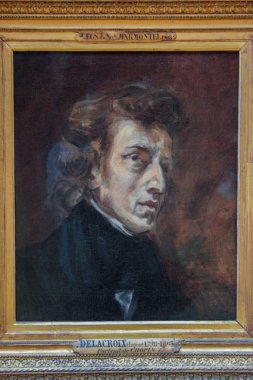 05.05.2008, Paris, France. A portrait of polish composer Chopin by Delacroix. Sightseeing of Louvre Museum. clipart
