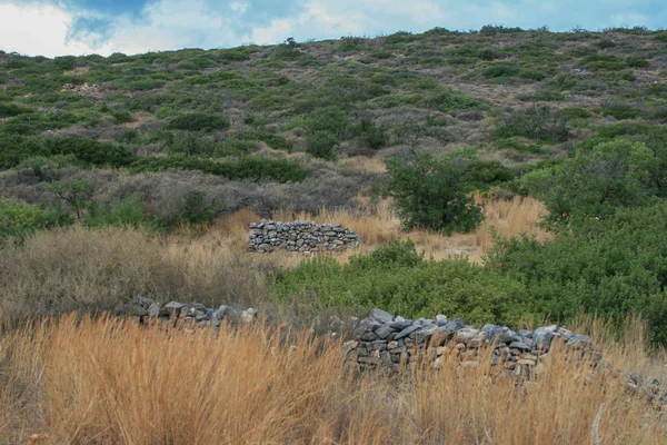 2008 Χερσόνησος Κρήτη Ελλάδα Τοπίο Τους Λόφους Και Αρχαία Ερείπια — Φωτογραφία Αρχείου