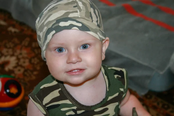 2009 Kaloega Rusland Portret Van Kleine Jongen Camouflage Kleding Camouflage — Stockfoto