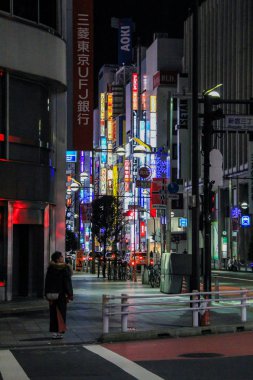 2013.01.02, Tokyo, Japonya. Cityscape Tokyo bu gece aydınlatma. reklam işaretleri gece Tokyo.