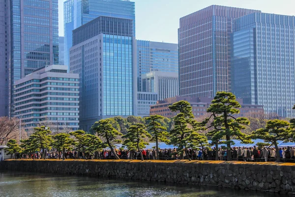 2013 Tóquio Japão Lago Fundo Arranha Céus Avenida Pinheiros Tóquio — Fotografia de Stock