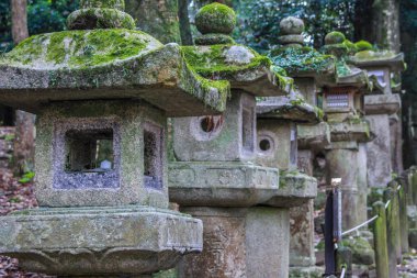 2013.01.05, Nara, Japonya. Paskalya büyük Nara tapınakta. Yerler Japonya. Binaların ve yapıların Nara bölge Park. Kırmızı çatı parçası.