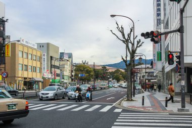 2013.01.05, Nara, Japonya. Nara, ulaşım yolu üzerinde. Araba turu Japonya tarafından.