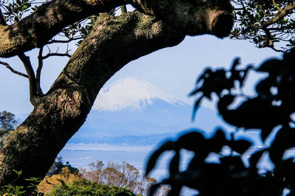 2013.01.06, Kamakura, Japan. Auto trip around famous places of Japan. Landscape of Fuji Mount in winter.