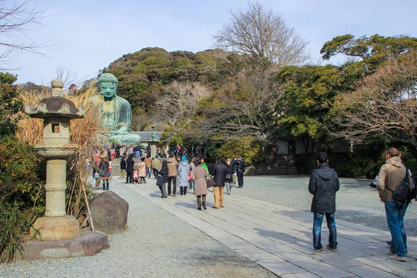 2013 Kamakura Japonsko Monumentální Venkovní Bronzovou Sochu Amitbha Buddhy Ktoku — Stock fotografie