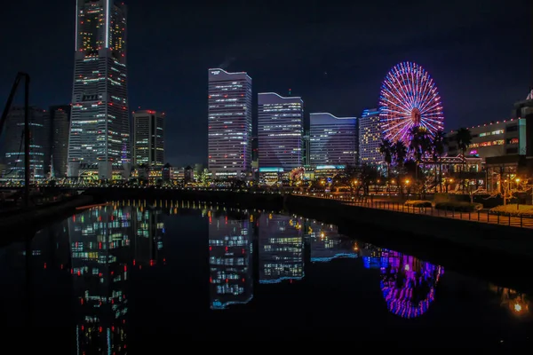 2013 Yokohama Japán Cityscape Yokohama Este Fények Éjszakai Jelenet Yokohama — Stock Fotó