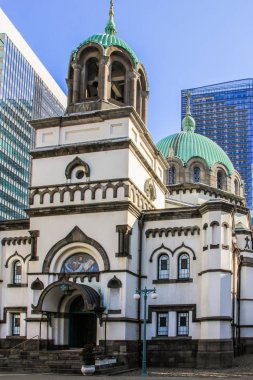 2013.01.07, Tokyo, Japonya. Japonya 'nın dini mimarisi. Tokyo 'da Hıristiyanlık kilise faade.