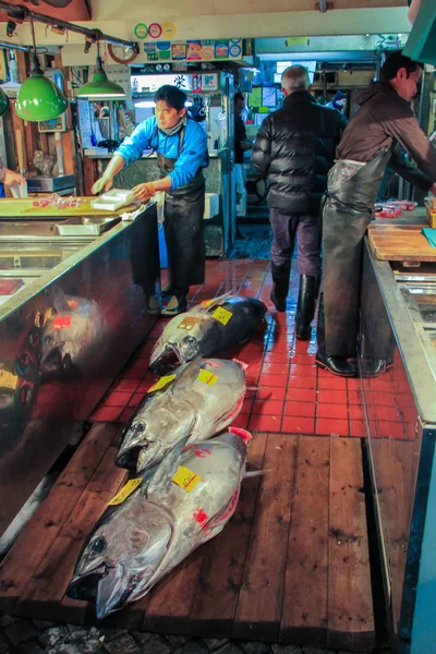 2013 Tokio Japón Pescado Fresco Mercado Paseando Por Mercado Pescado — Foto de Stock