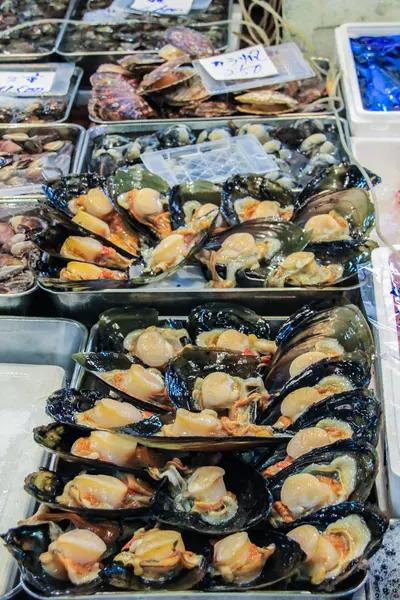 2013 Tokio Japón Mariscos Frescos Mercado Paseando Por Mercado Pescado — Foto de Stock