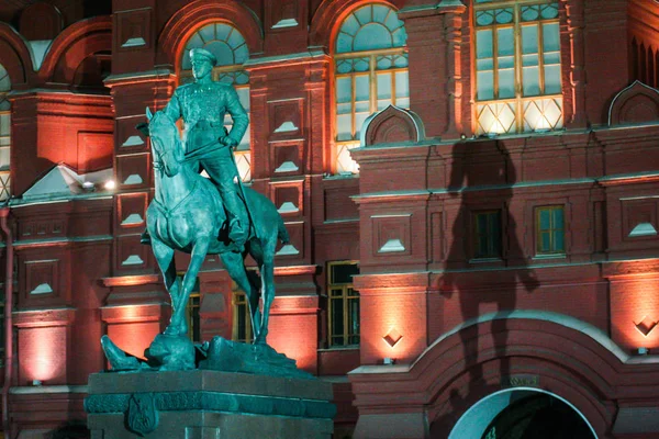 2010 Mosca Russia Monumento Maresciallo Zhukov Vicino Museo Storico Ombra — Foto Stock