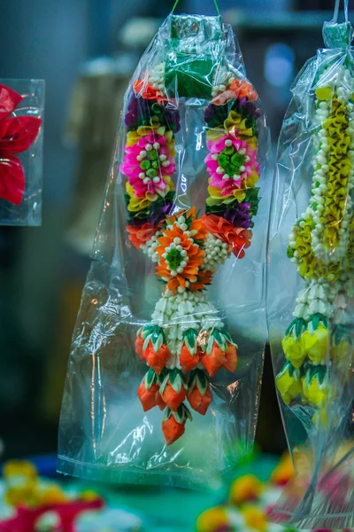 Gece Markette Çiçek Buketleri Var Tayland Çiçekleri — Stok fotoğraf