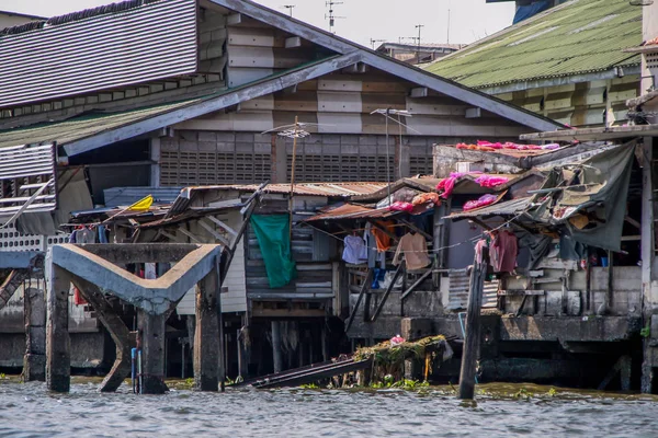 2011 Bangkok Thajsko Říční Pohled Nejchudší Budovy Bangkoku Cestování Asii — Stock fotografie