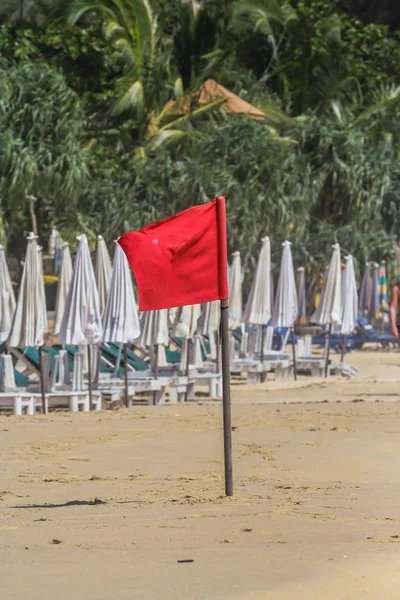 2011 Phuket Thailand Rote Flagge Als Zeichen Der Gefahr Kein — Stockfoto