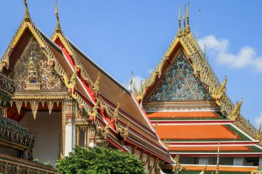 2011.05.16, Bangkok, Tayland. Büyük Saray Köşkü'nün elemanları. Asya'nın antik mimarisi. Bangkok Turistik Yerler. 