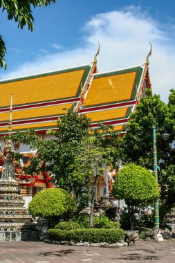 2011.05.16, Bangkok, Tayland. Büyük Saray kompleksinin pavyonları. Asya 'nın antik mimarisi. Bangkok manzarası. 
