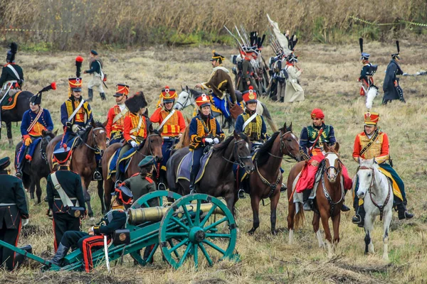 2012 Maloyaroslavets Russland Rekonstruktion Der Schlacht Von 1812 Zwischen Der — Stockfoto