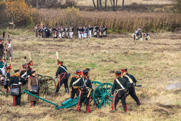 2012 Maloyaroslavets Russland Rekonstruktion Der Schlacht Von 1812 Zwischen Der — Stockfoto