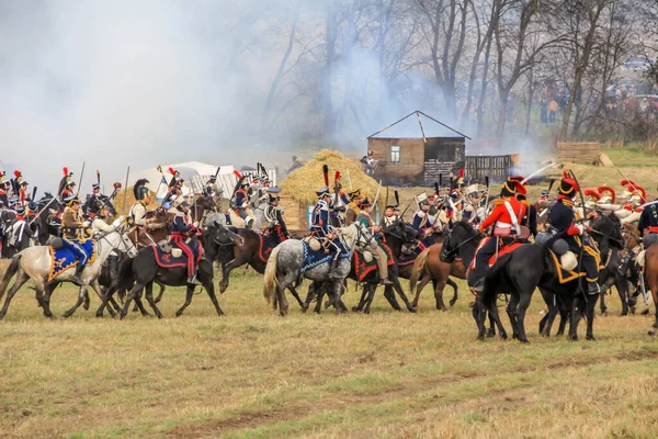 2012 Maloyaroslavets Russland Rekonstruktion Der Schlacht Von 1812 Zwischen Der — Stockfoto