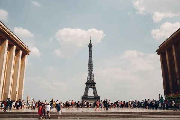 Paris Francja Lipca 2018 Sławny Widok Eiffel Tower Tour Placu — Zdjęcie stockowe