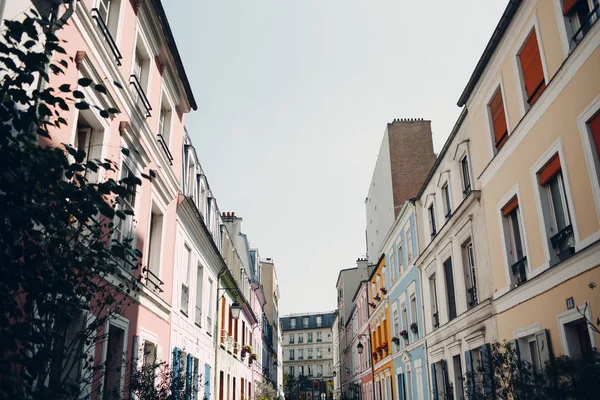 Colorful house exterior view street