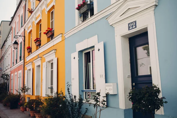 Colorful house exterior view street