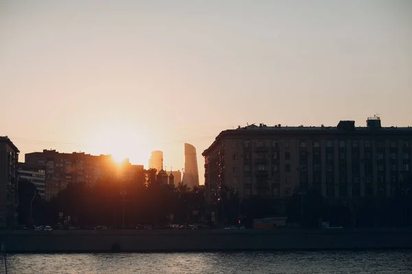 Puesta Sol Sobre Río Moscú — Foto de Stock