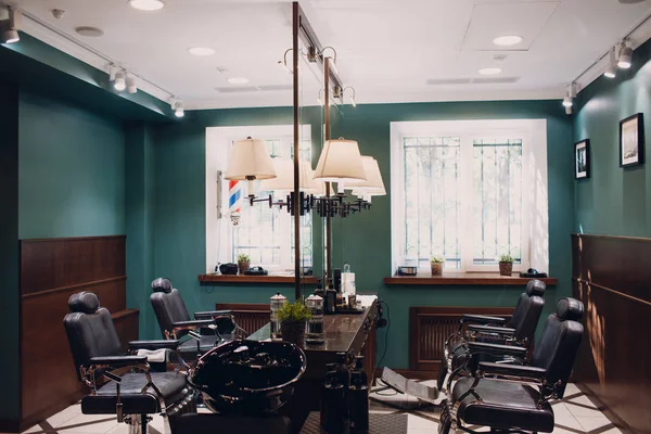 Barbershop Wooden Interior — Stock Photo, Image