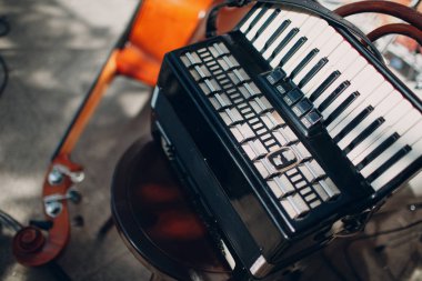 Bir sandalyede Akordeon, şenlikli kavramı