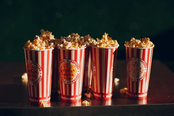 Popcorn Kartong Koppar Disken — Stockfoto