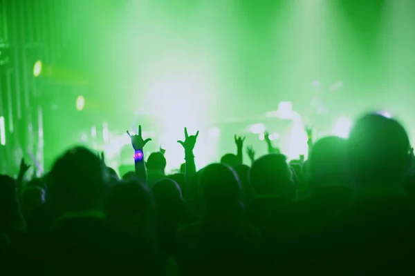Концерт Мероприятие Вечеринка Люди Поднятыми Руками Месте Преступления Центре Внимания — стоковое фото