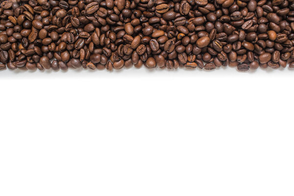 Coffee beans. Isolated on white background. Copy space.