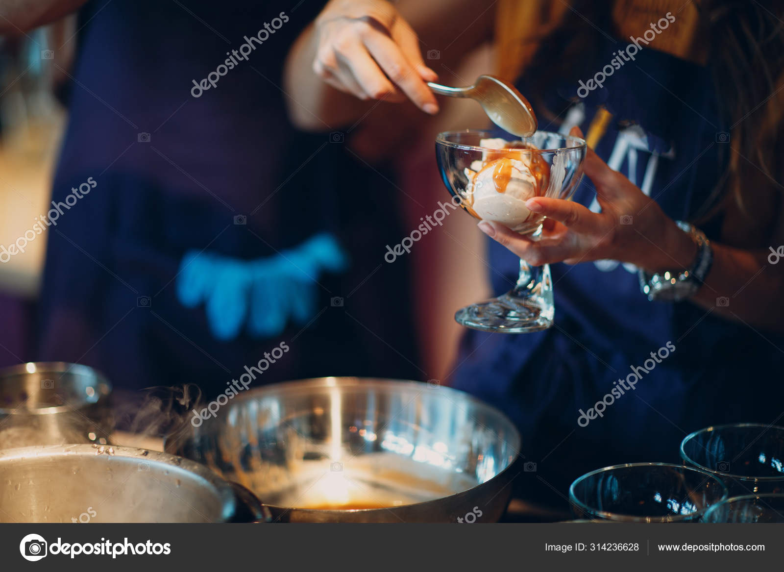 People Put Ice Cream Creamers Stock Photo by 314236628