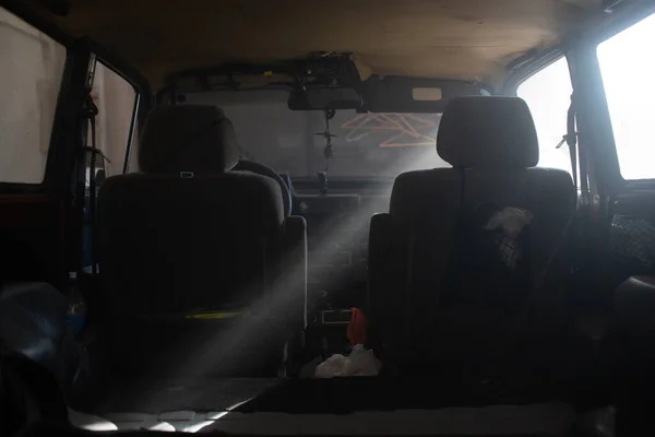 Old Car vehicle interior with sunbeam interior