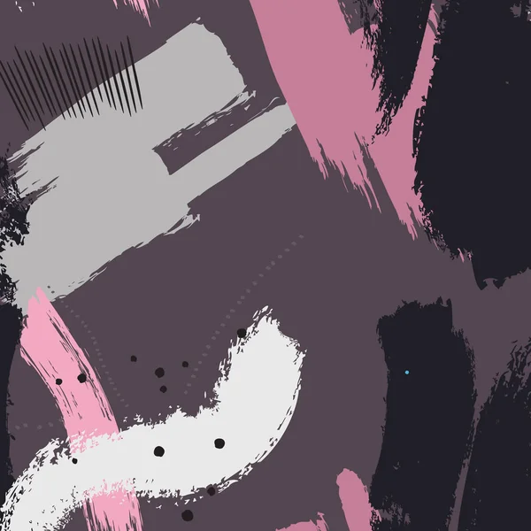 Διάνυσμα εμπορικό βαφής. Ελεύθερο χέρι Ακρυλικό grunge εγκεφαλικά επεισόδια σε Βιολετί ροζ γκρι χρώματα. Δημιουργική σχήματα. Μελάνι πιτσιλιές — Διανυσματικό Αρχείο