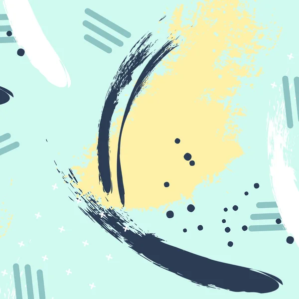 Forma geométrica azul pastel amarillo marino. Dinámico fondo de pintura acuarela. Pincelada textura contemporánea. Plantilla de bandera de verano — Vector de stock