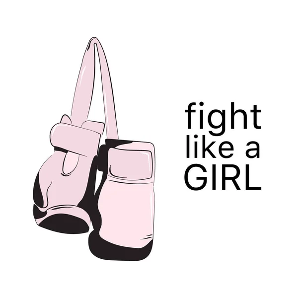 Fight Girl Poster Feminist Sign Fashion Illustration Female Art Quote — Stock Vector
