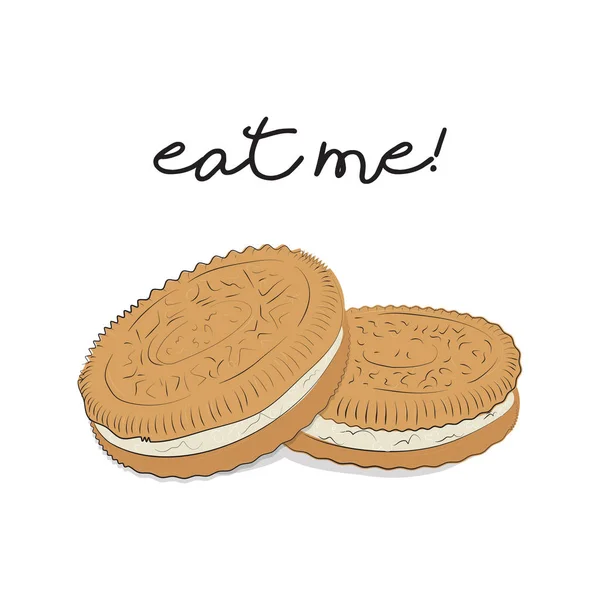 棕色饼干插图 食物媒介背景 饼干背景自制传统面包屑蛋糕 咖啡厅海报 — 图库矢量图片