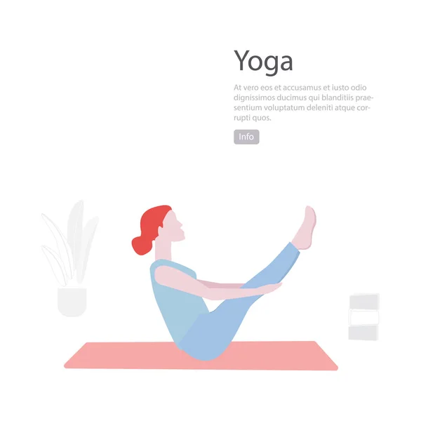 Yoga platt illustration. Vector minimal karaktär personer dekoration. Gruppen agerar sport livsstil. Fitness träning träning — Stock vektor