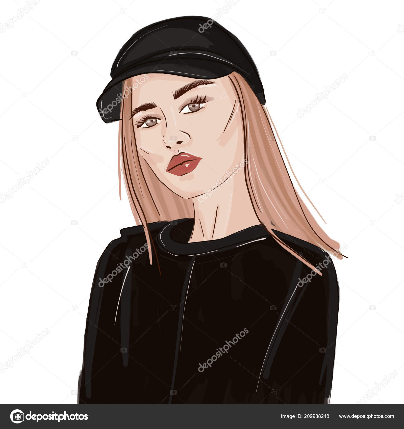 Sport look fashion woman illustration. Swag stylish beauty