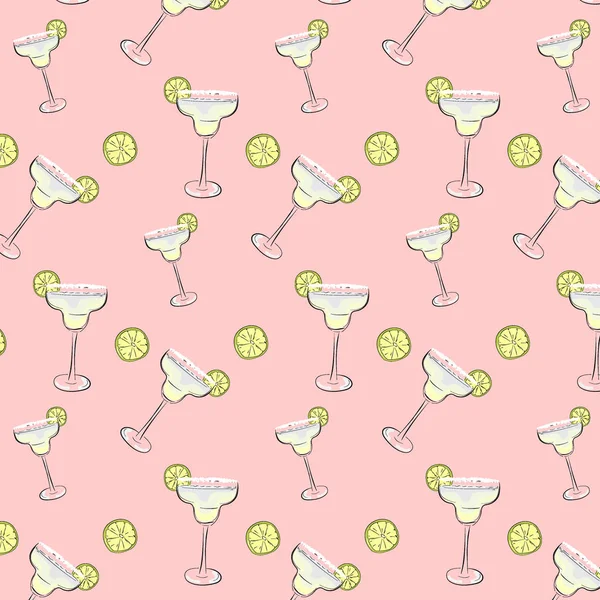 Vrijdag Stemming Cocktail Achtergrond Margarita Drinkt Patroon Weekend Vakantie Dcoration — Stockvector