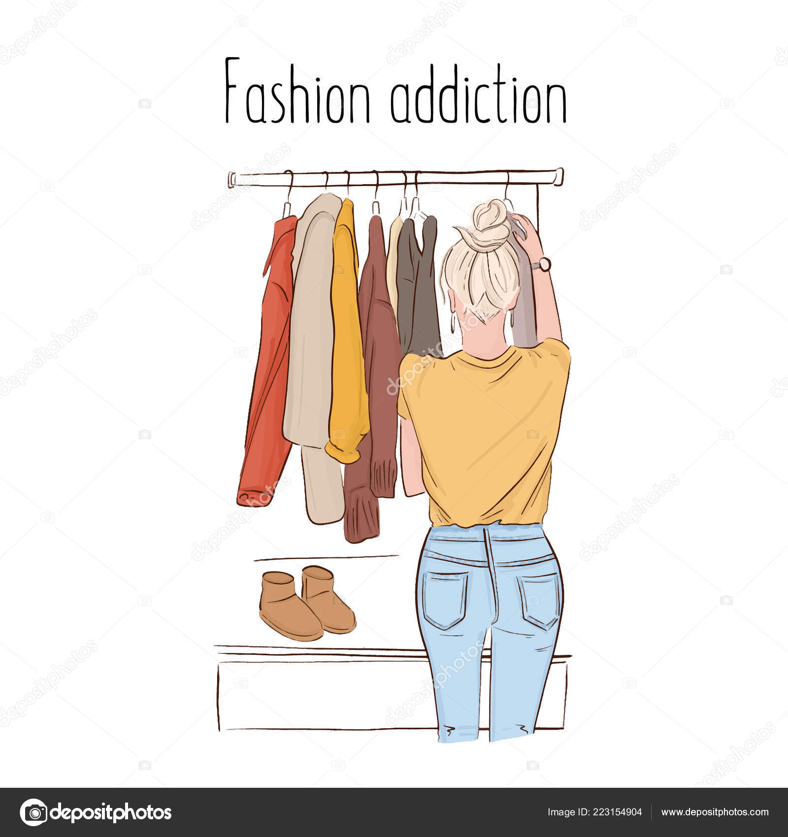 fashionable personal shopper going around. Stock Illustration
