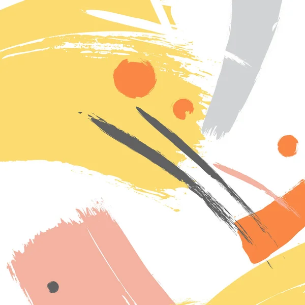 Culoare galbenă perie portocaliu accident vascular cerebral ilustrare. Vector gri gri grunge elemente abstracte. Elemente de cerneală creative. Artă minimă dinamică strălucitoare. Splatter fundal de hârtie . — Vector de stoc