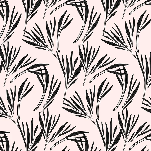 Vector flower power textúra. Modern rózsaszín fekete zöld trópusi nyomtatása. Gyönyörű botanikus grafika. — Stock Vector